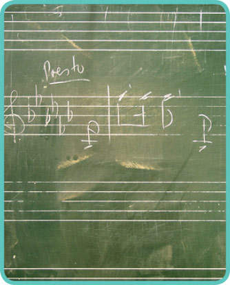 schoolbord muziektheorie - muziekschool - popacademix